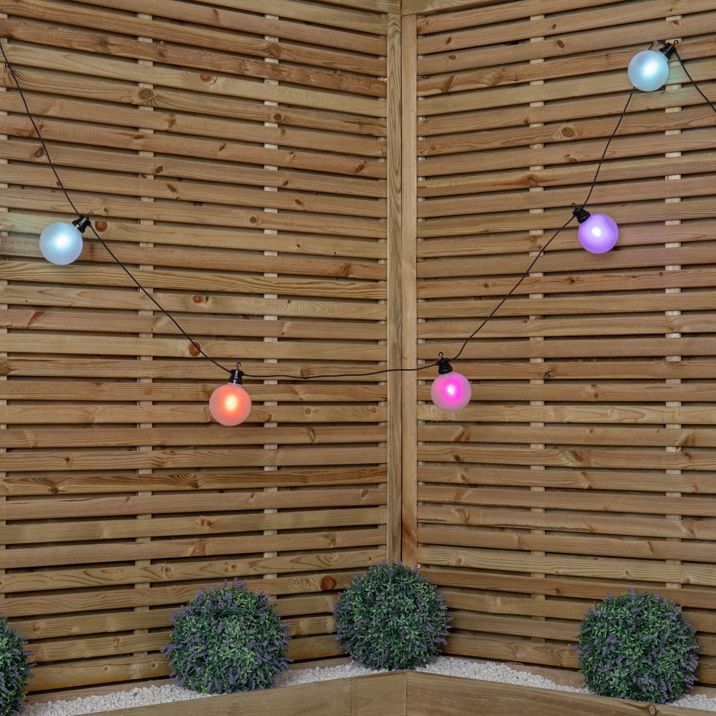 4.5m Set of 10 Frosted Ball Style Cap String Lights with Filament in Rainbow