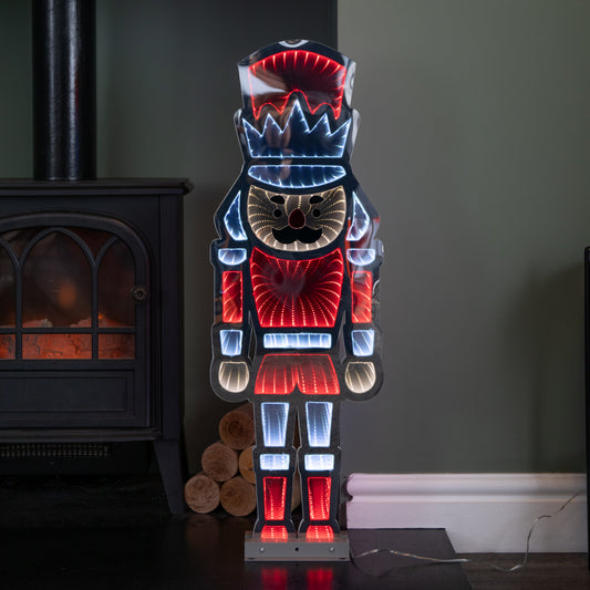 74cm LED Infinity Light Nutcracker - Red & White