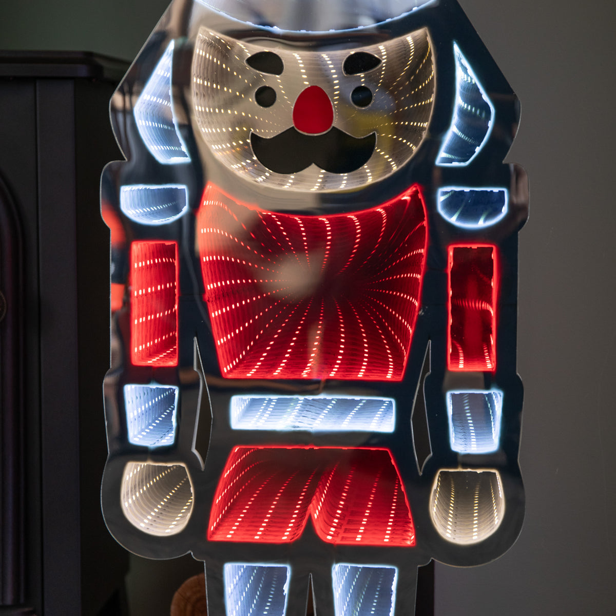 74cm LED Infinity Light Nutcracker - Red & White