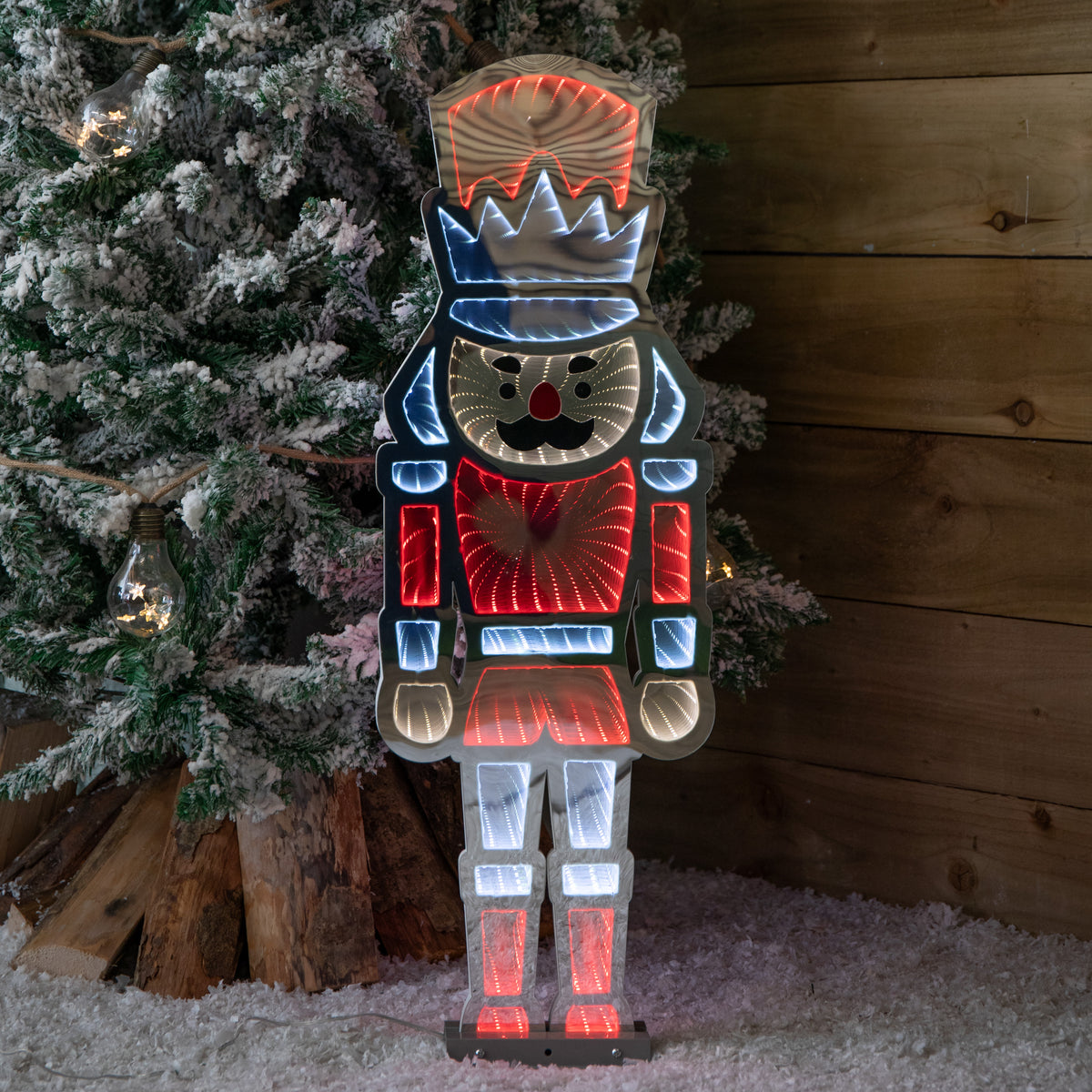 74cm LED Infinity Light Nutcracker - Red & White