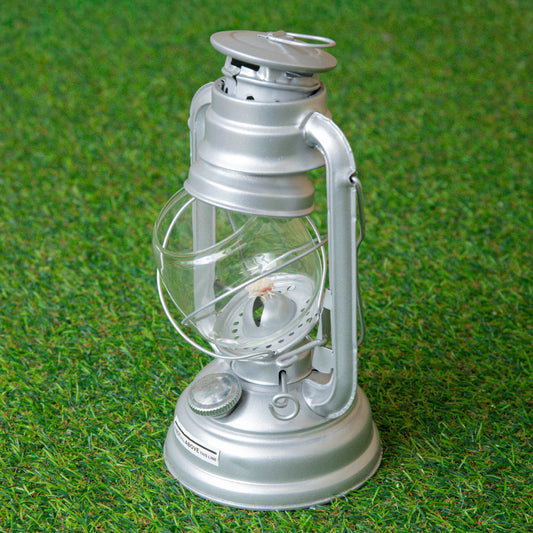 10" Paraffin Hurricane Camping Lantern Light - Silver