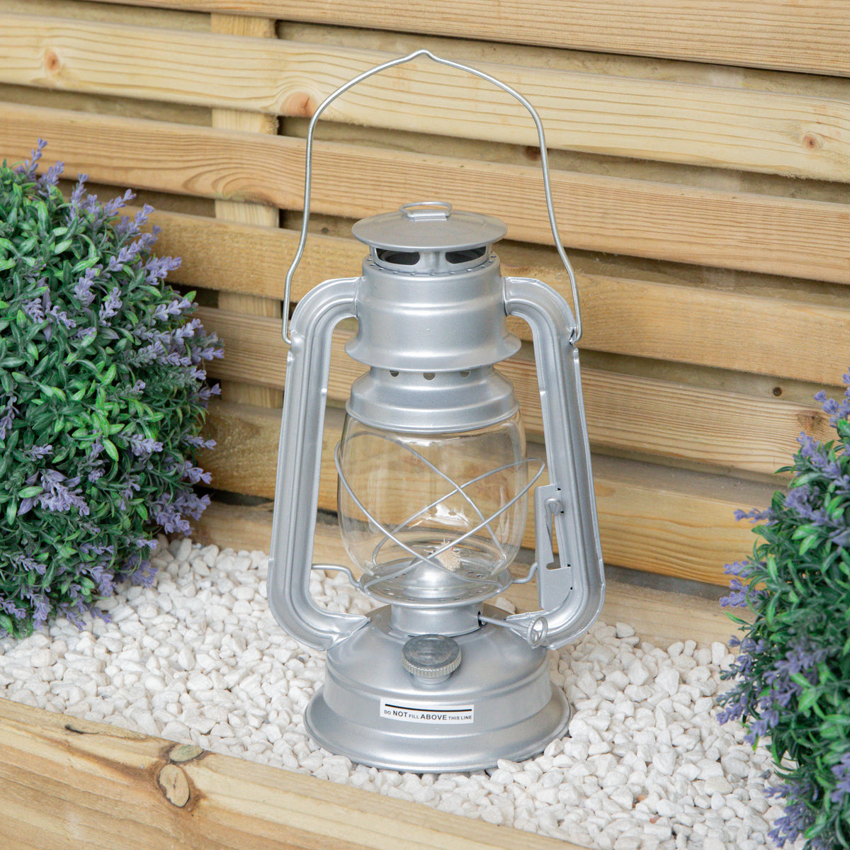 12" Paraffin Hurricane Camping Lantern Light - Silver