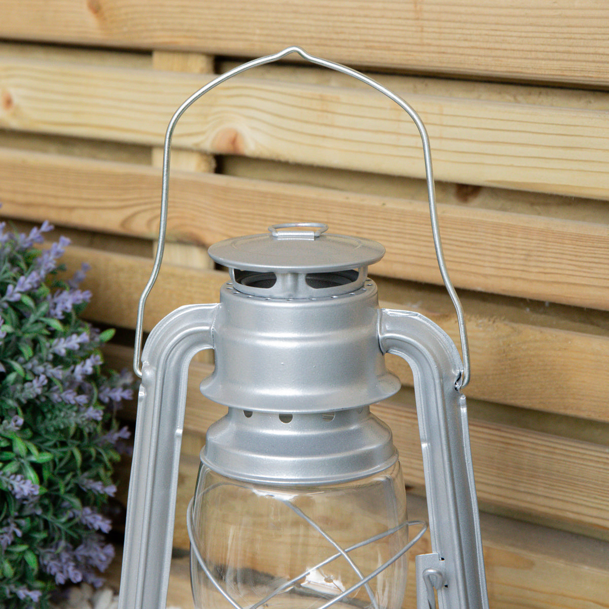 12" Paraffin Hurricane Camping Lantern Light - Silver