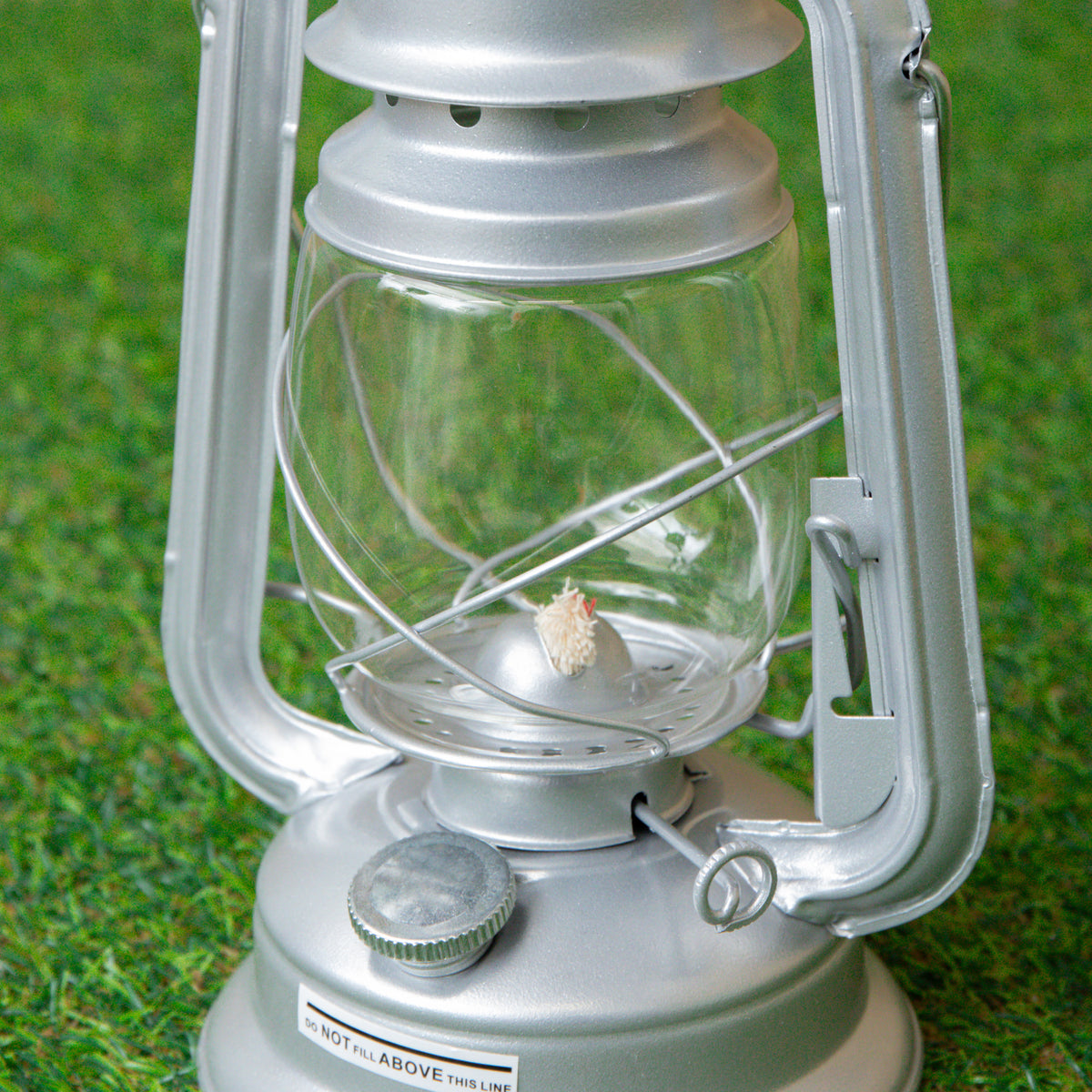 12" Paraffin Hurricane Camping Lantern Light - Silver