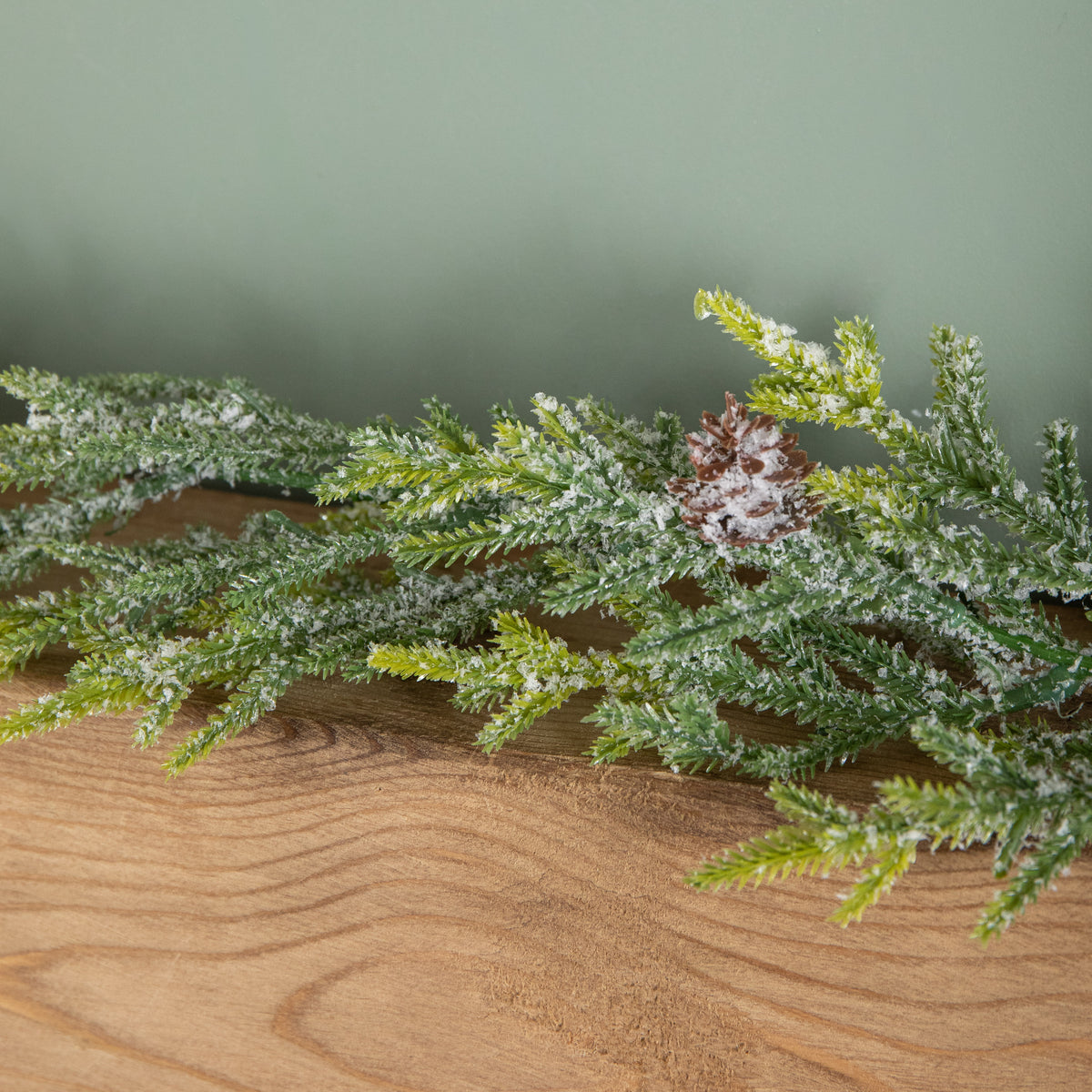 160cm Realistic Look Christmas Green Spruce Garland with Frosting and Plastic Pine Cones