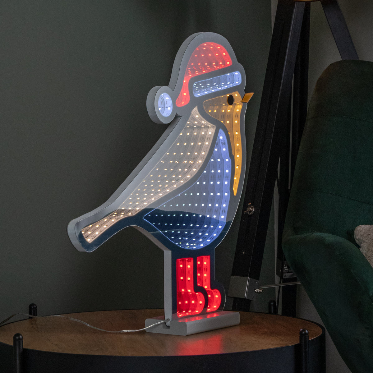 40cm Light up Christmas Robin Infinity Decoration with Red and White LEDs