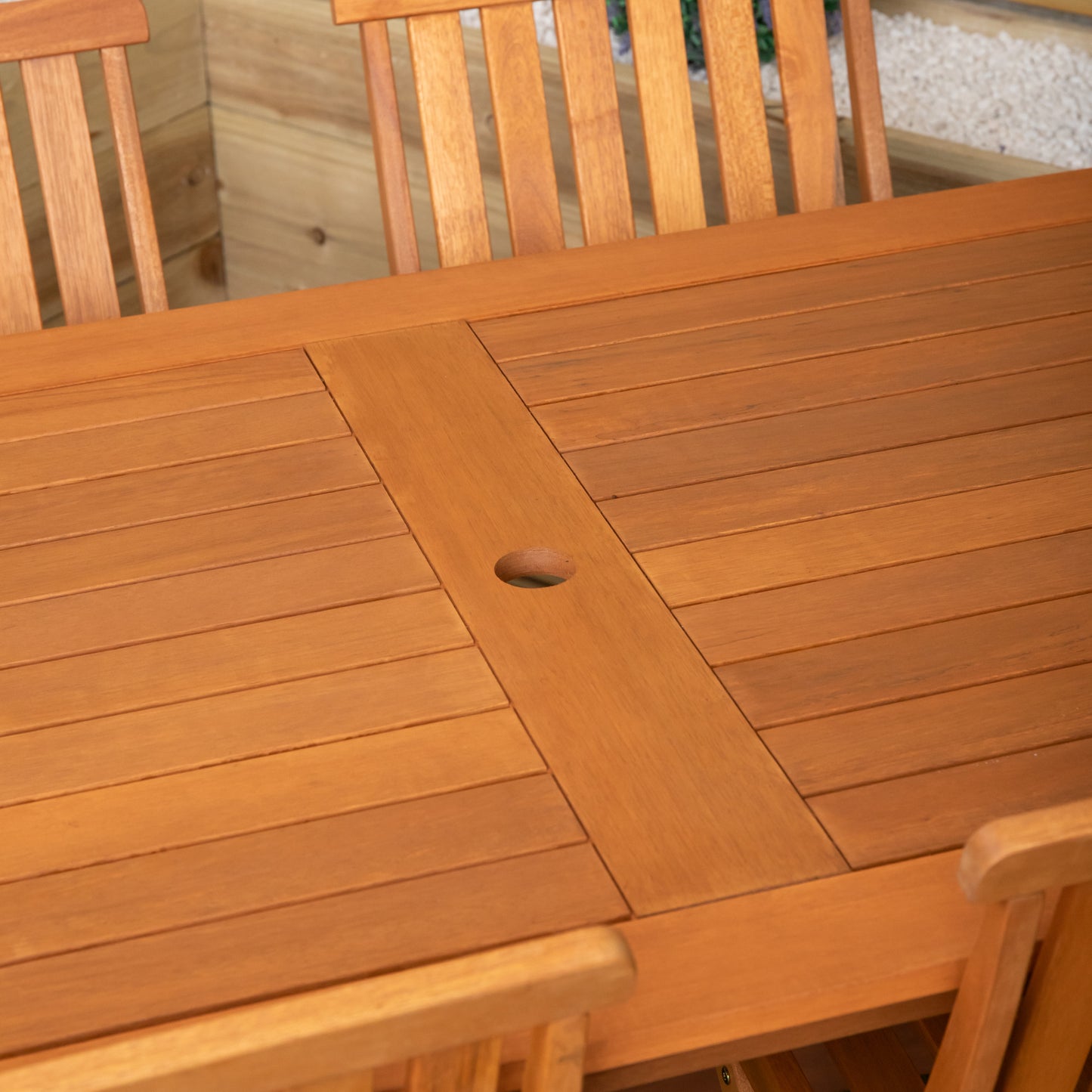 Outdoor 4 Person Folding Rectangular Wooden Garden Dining Table Chairs Set