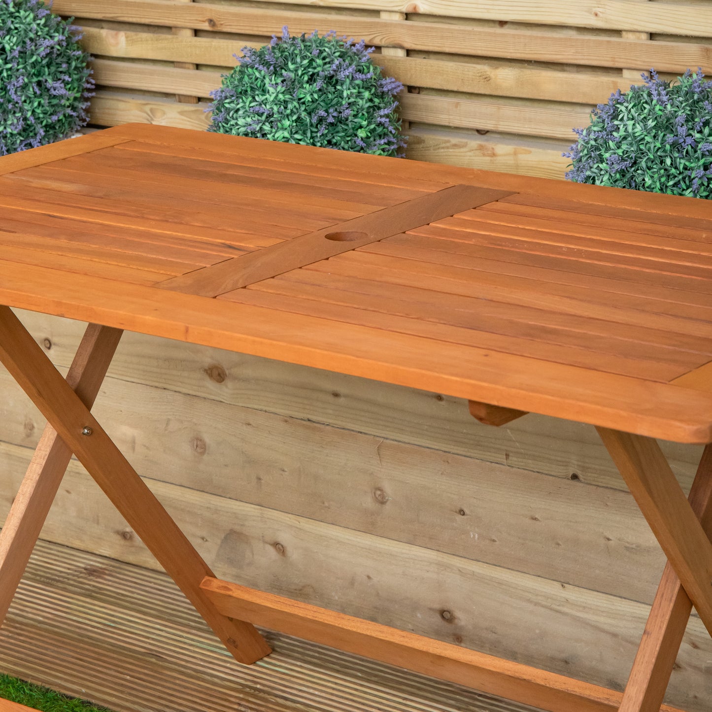 Outdoor 6 Person Folding Rectangular Wooden Garden Dining Table Chairs Set