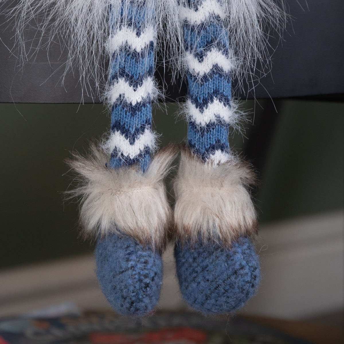 55cm Battery Operated Light up Blue Christmas Gonk with Dangly Legs & Snowflake Hat