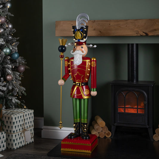 119cm Light Up Nutcracker Soldier LED Christmas Metal Ornament Home Decoration