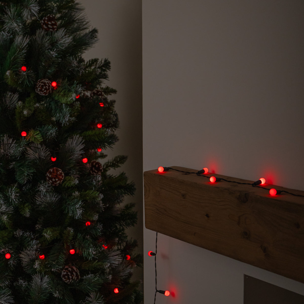 50 LED Pearl Berry Multi-Action Christmas String Lights in Red