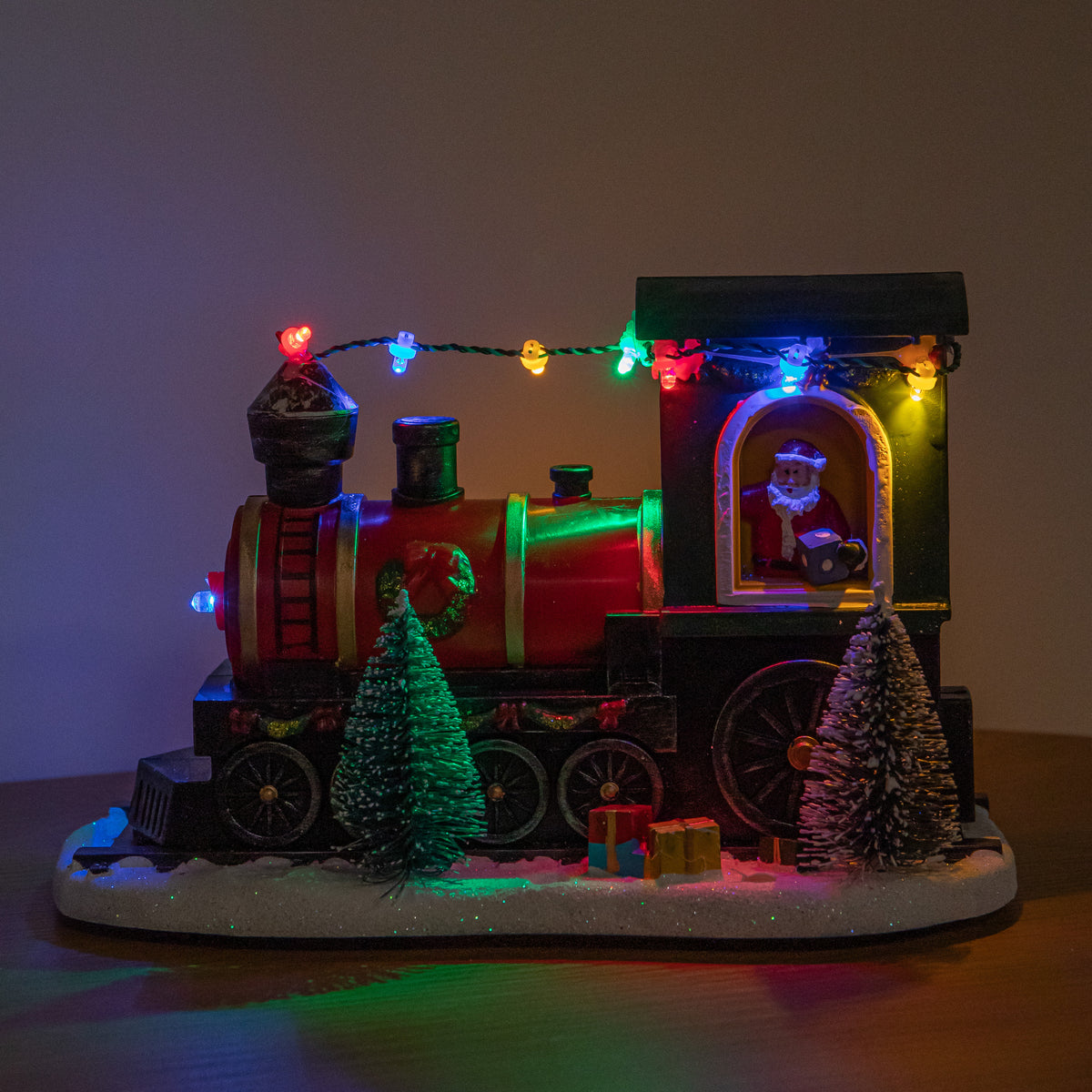 22cm Light Up Christmas Train with Santa with 8 Multi-Coloured LEDs