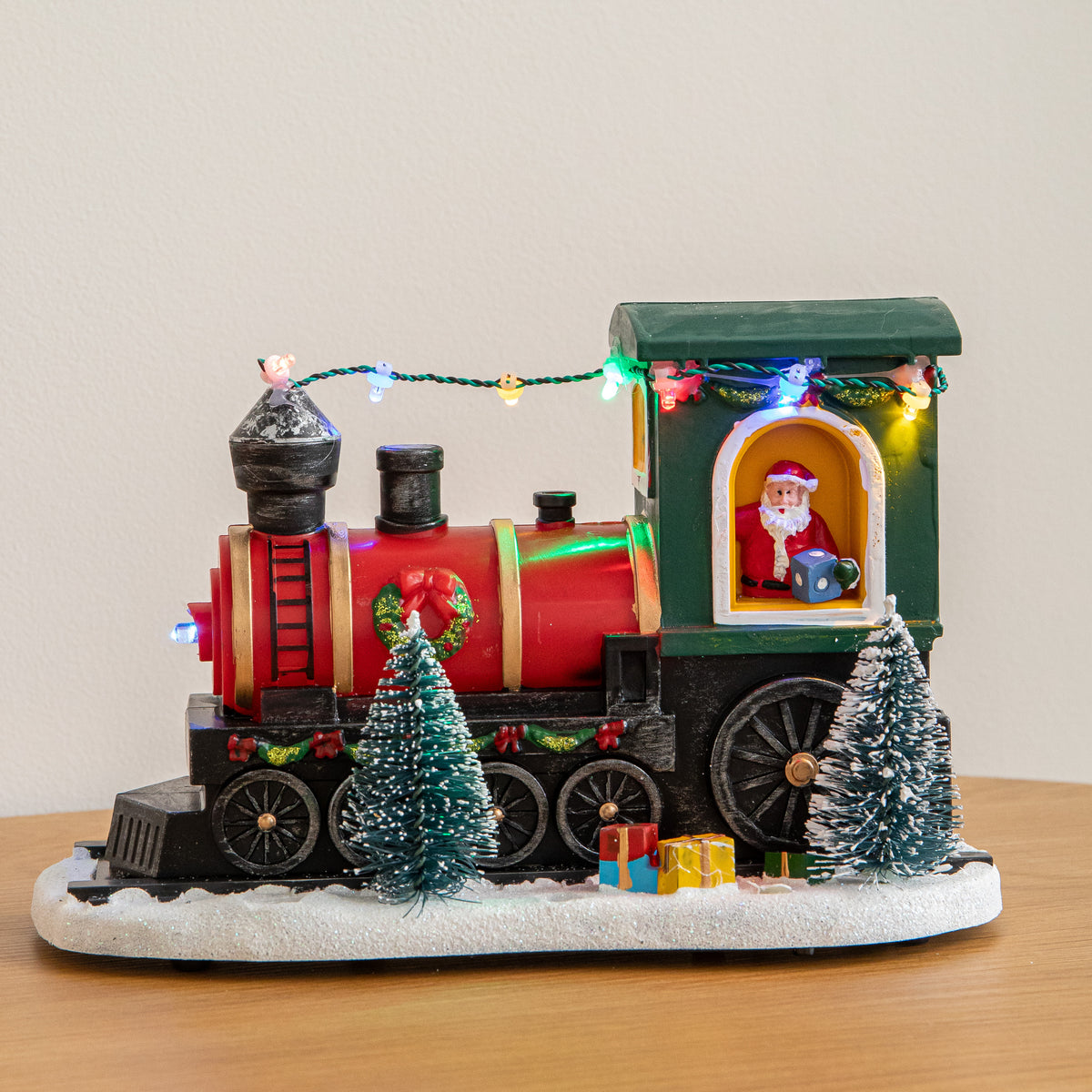 22cm Light Up Christmas Train with Santa with 8 Multi-Coloured LEDs
