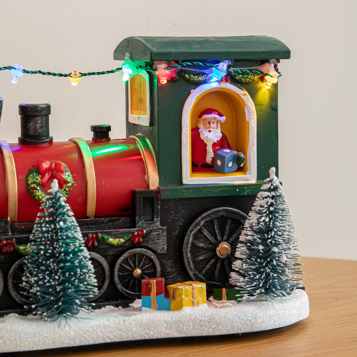 22cm Light Up Christmas Train with Santa with 8 Multi-Coloured LEDs