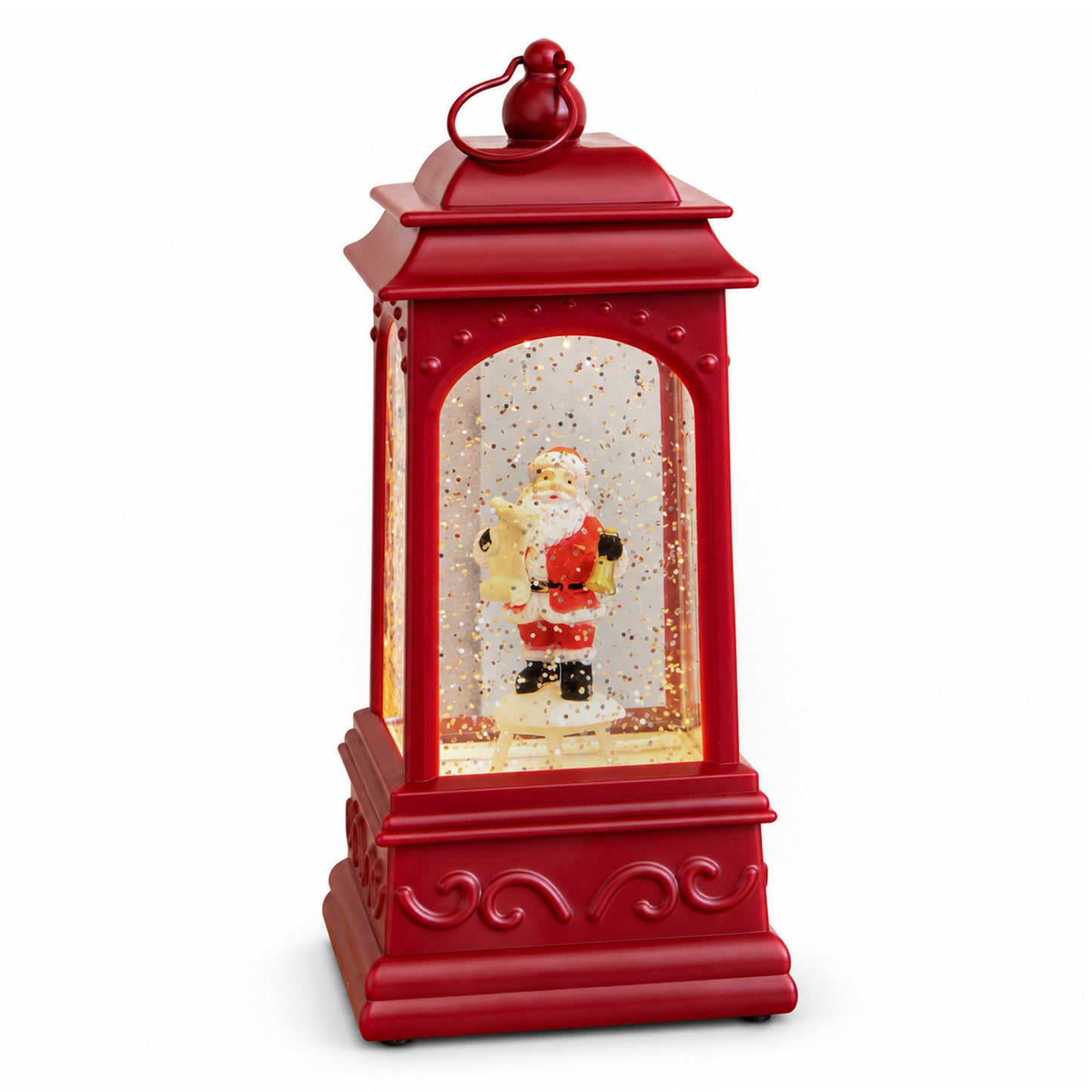 21cm Dual Powered Red Santa Christmas Water Spinner with Warm White LEDs