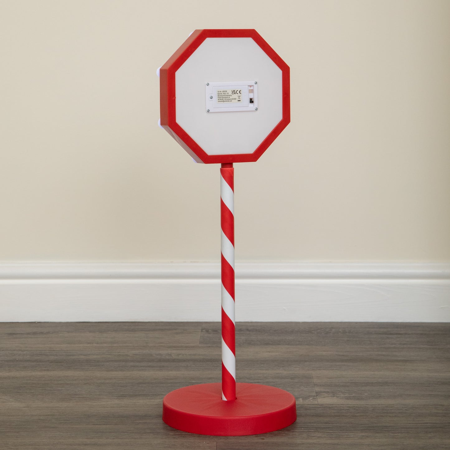 57cm Santa Stop Here Light Up Christmas Sign with 8 White LEDs