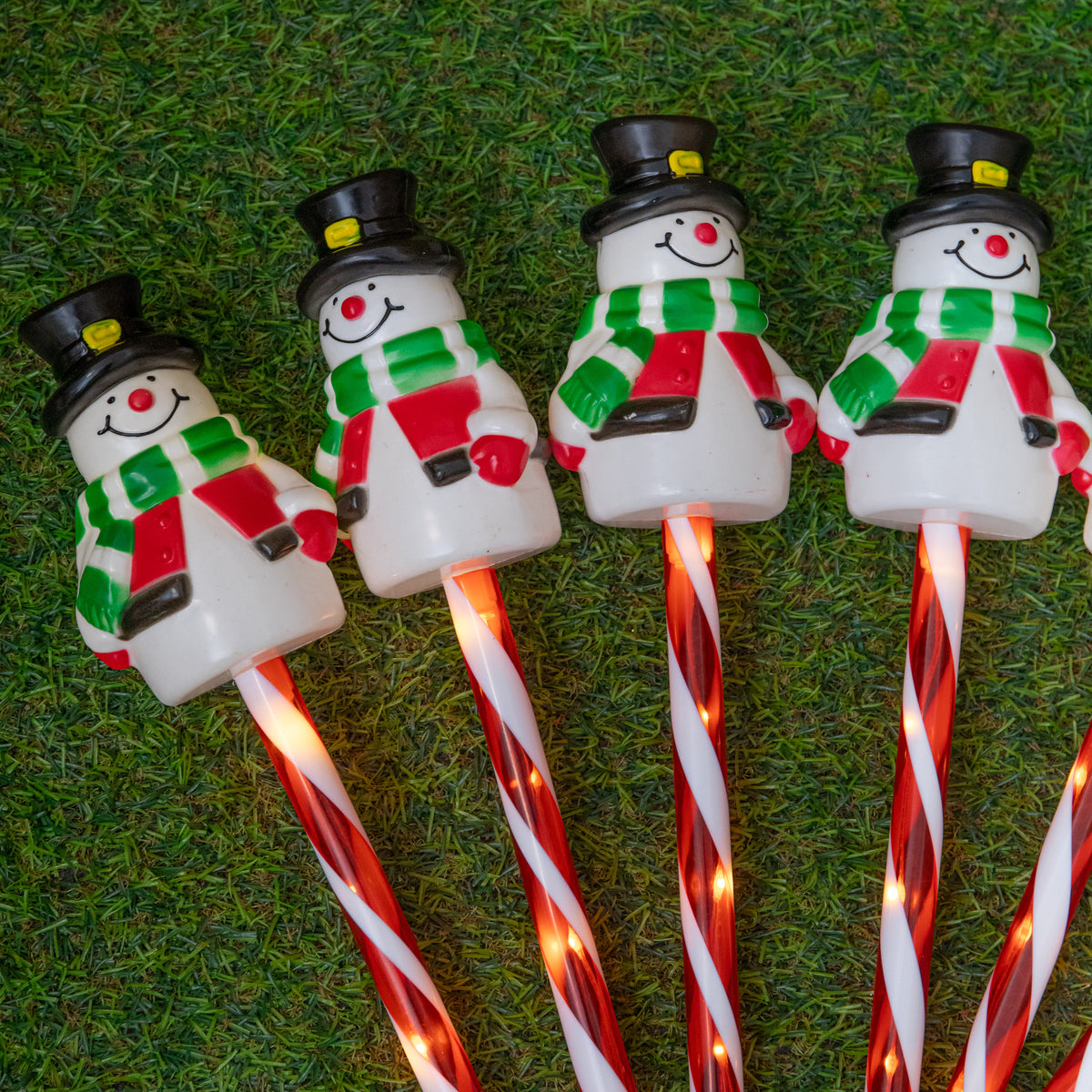 Set of 6 Frosty Snowman Christmas Path Lights with Warm White LEDs