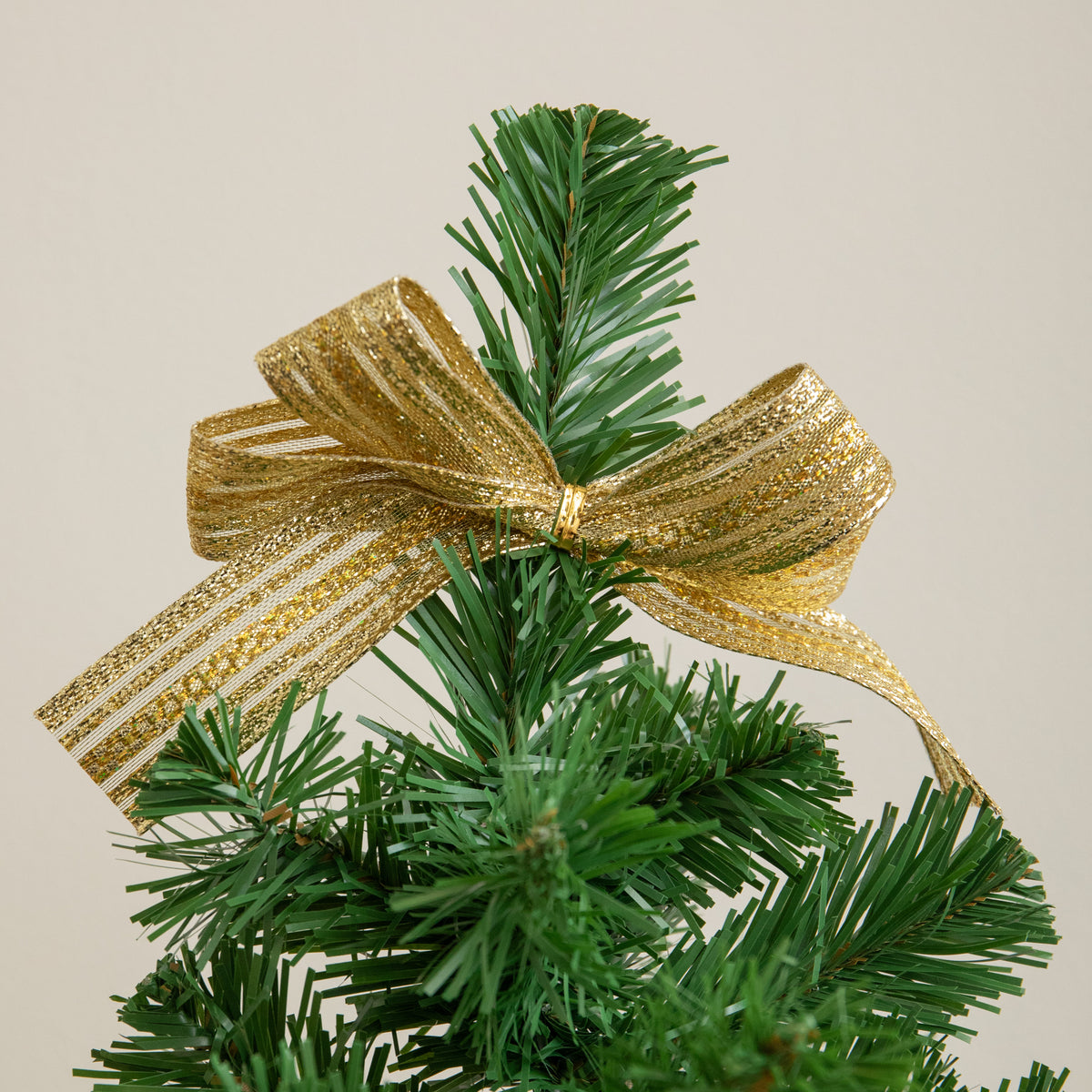 50cm Mini Christmas Fir Tree in Plastic Pot with Gold Decorations 