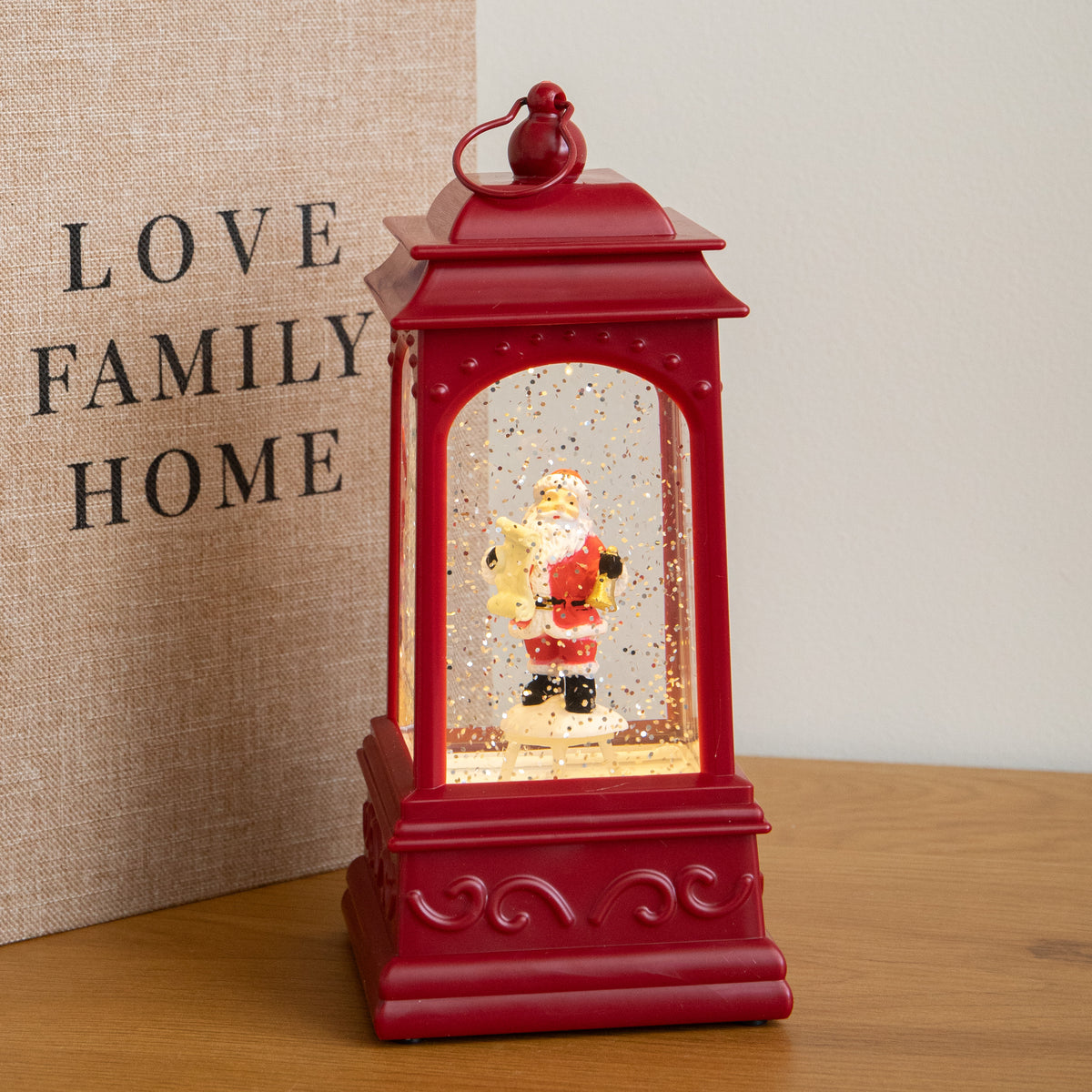 21cm Dual Powered Red Santa Christmas Water Spinner with Warm White LEDs