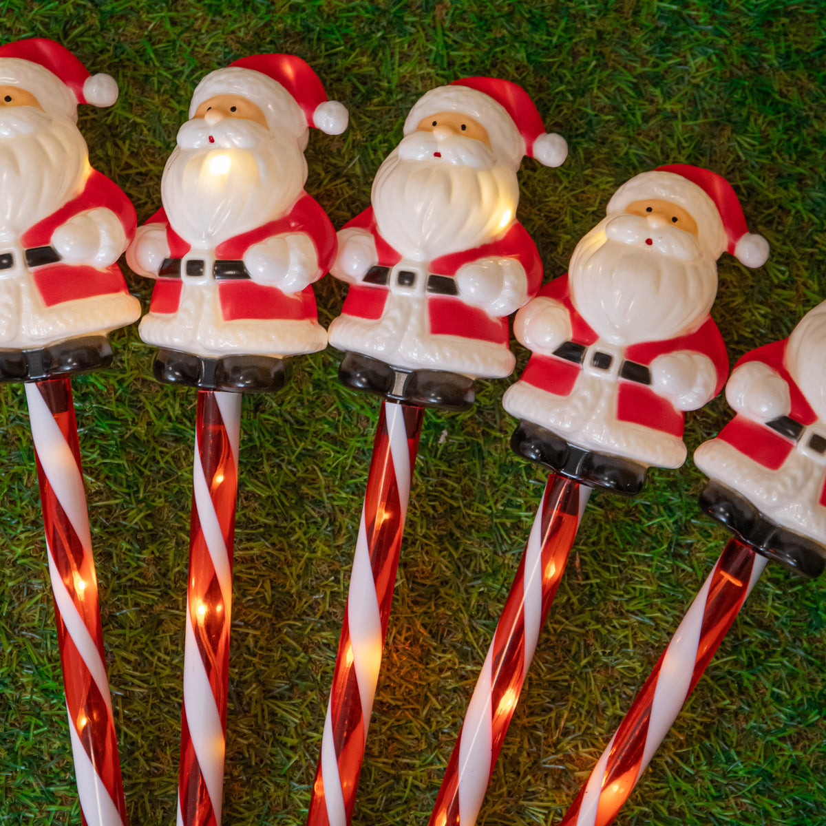 Set of 6 Santa Christmas Path Lights with Warm White LEDs