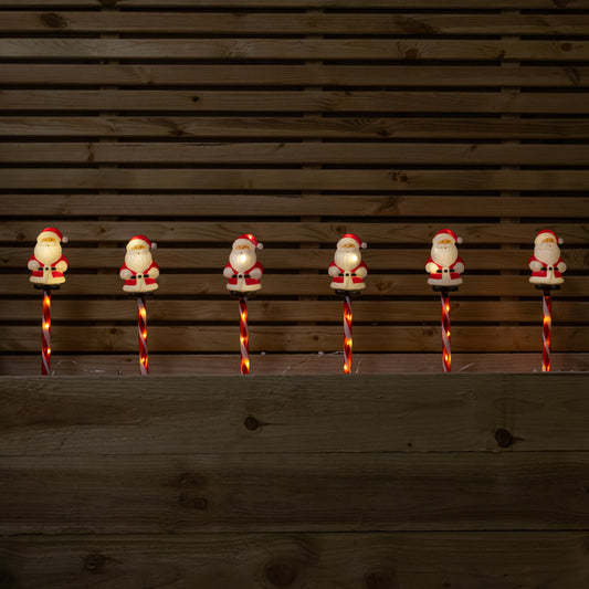 Set of 6 Santa Christmas Path Lights with Warm White LEDs