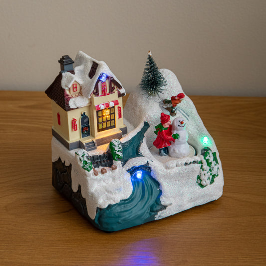 14cm Animated Frosty’s Snow LED Village Scene Christmas Decoration