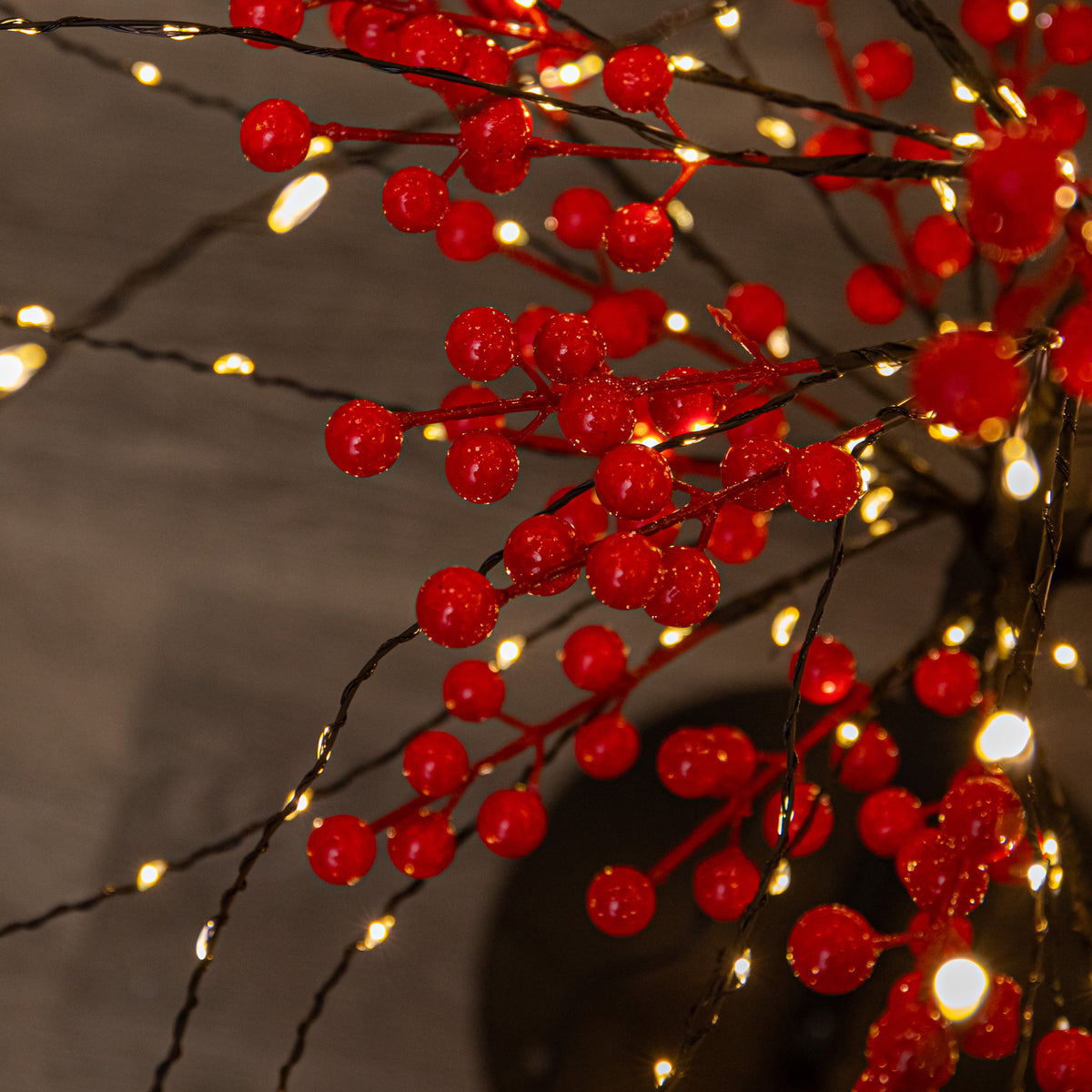 1.8m Light up Red Berry Christmas Tree with 775 Warm White LEDs