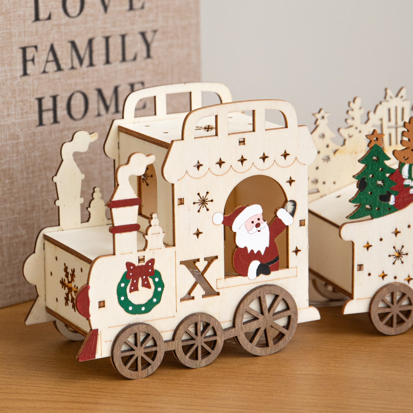 38cm Battery Powered Santa's Express Wooden Christmas Light Up Decoration