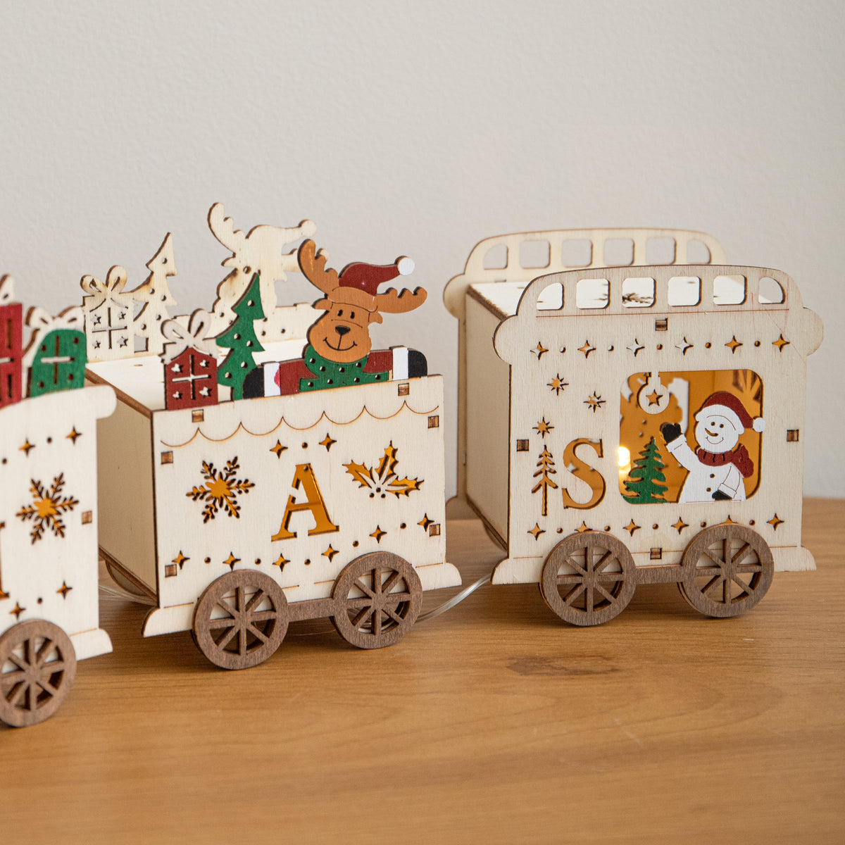 38cm Battery Powered Santa's Express Wooden Christmas Light Up Decoration