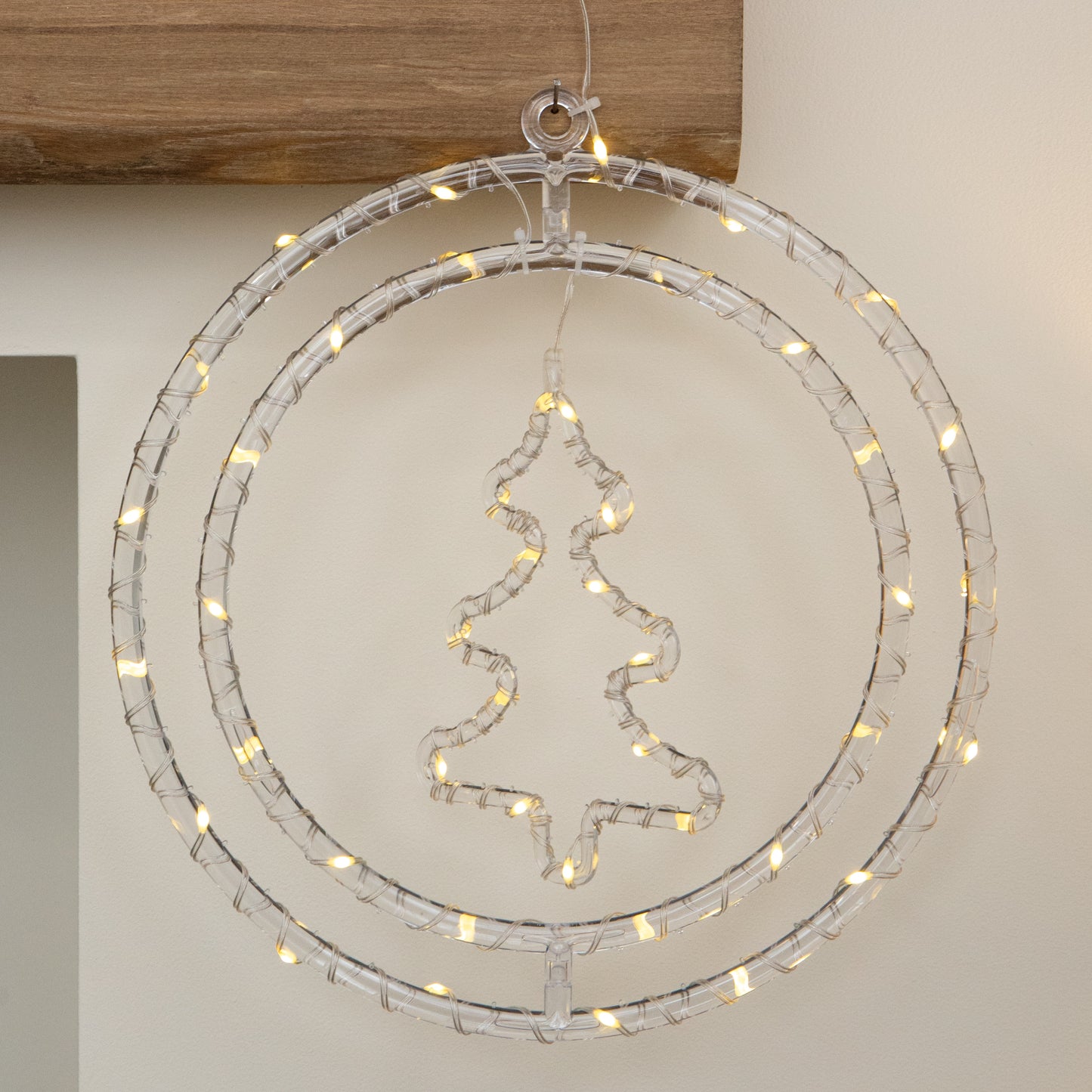 33cm Light up Hanging Christmas Tree Ring with Warm White LEDs