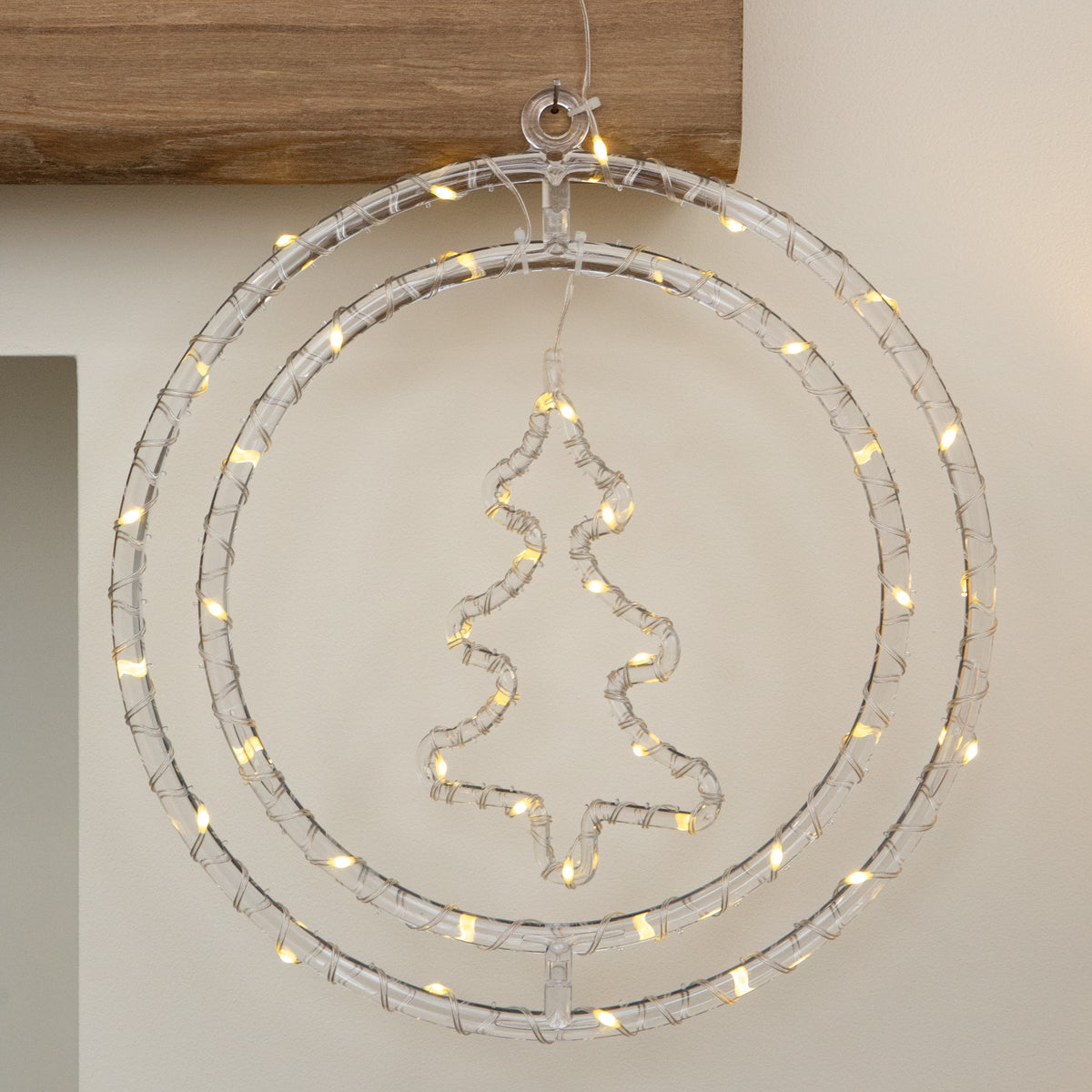 33cm Light up Hanging Christmas Tree Ring with Warm White LEDs