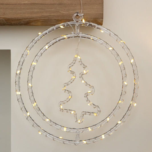 33cm Light up Hanging Christmas Tree Ring with Warm White LEDs