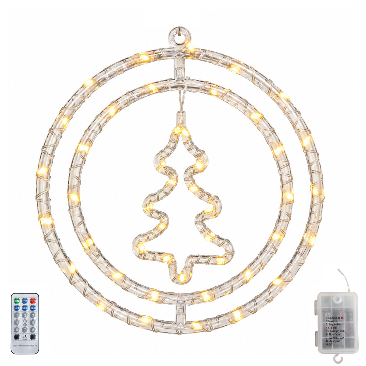 33cm Light up Hanging Christmas Tree Ring with Warm White LEDs