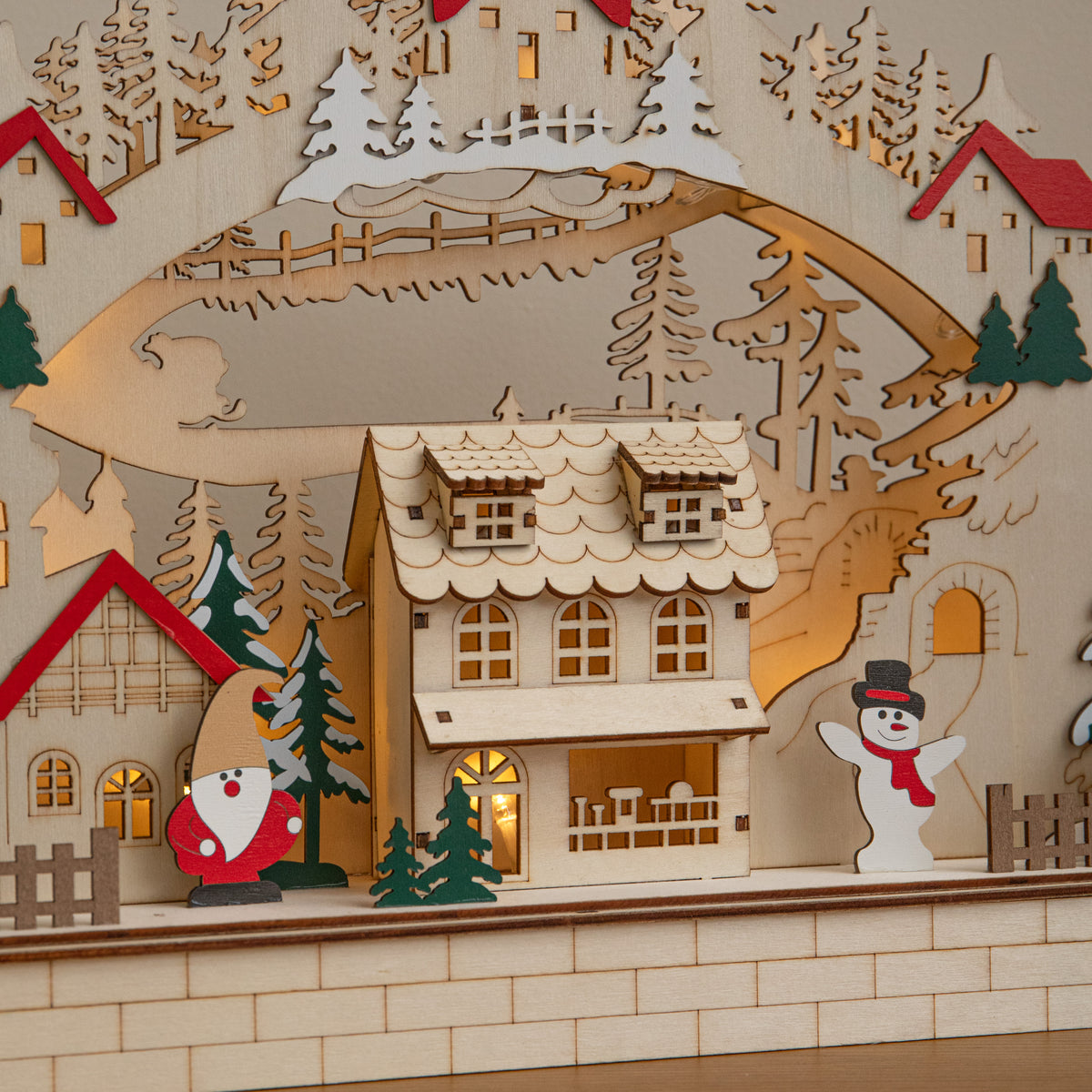 43cm Wooden Christmas Candle Bridge LED Village Decoration