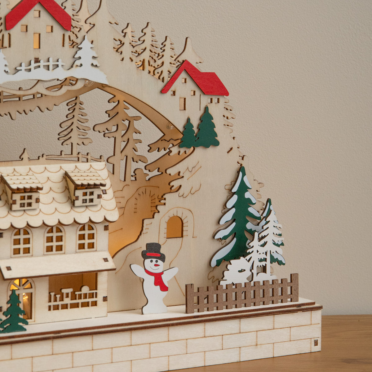 43cm Wooden Christmas Candle Bridge LED Village Decoration