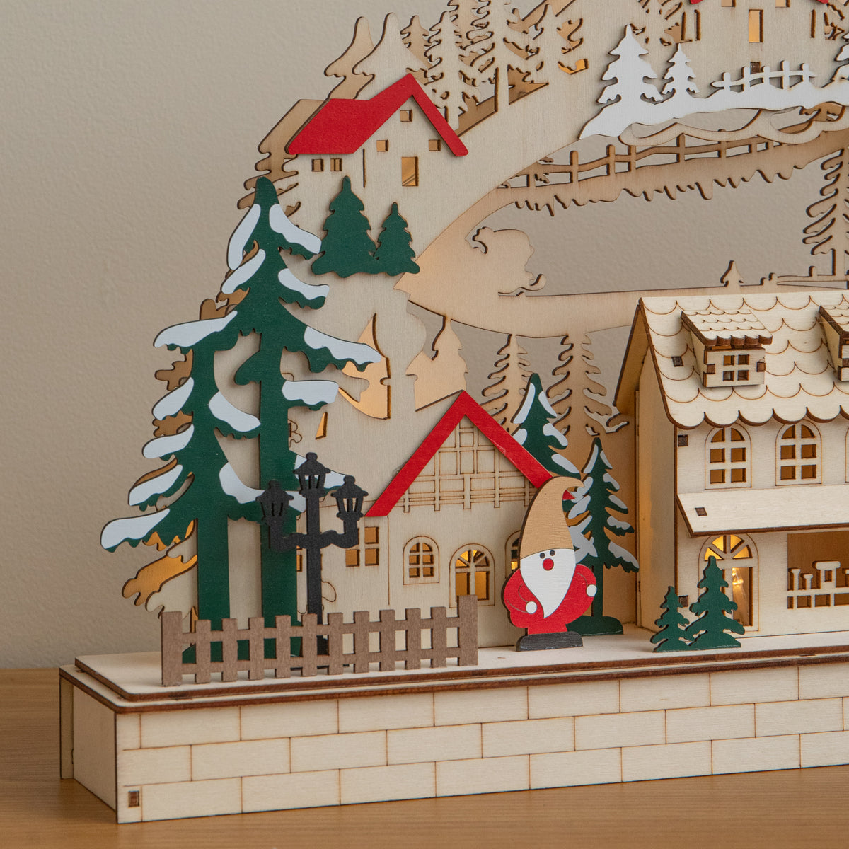 43cm Wooden Christmas Candle Bridge LED Village Decoration