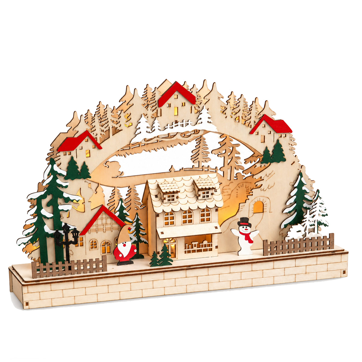 43cm Wooden Christmas Candle Bridge LED Village Decoration
