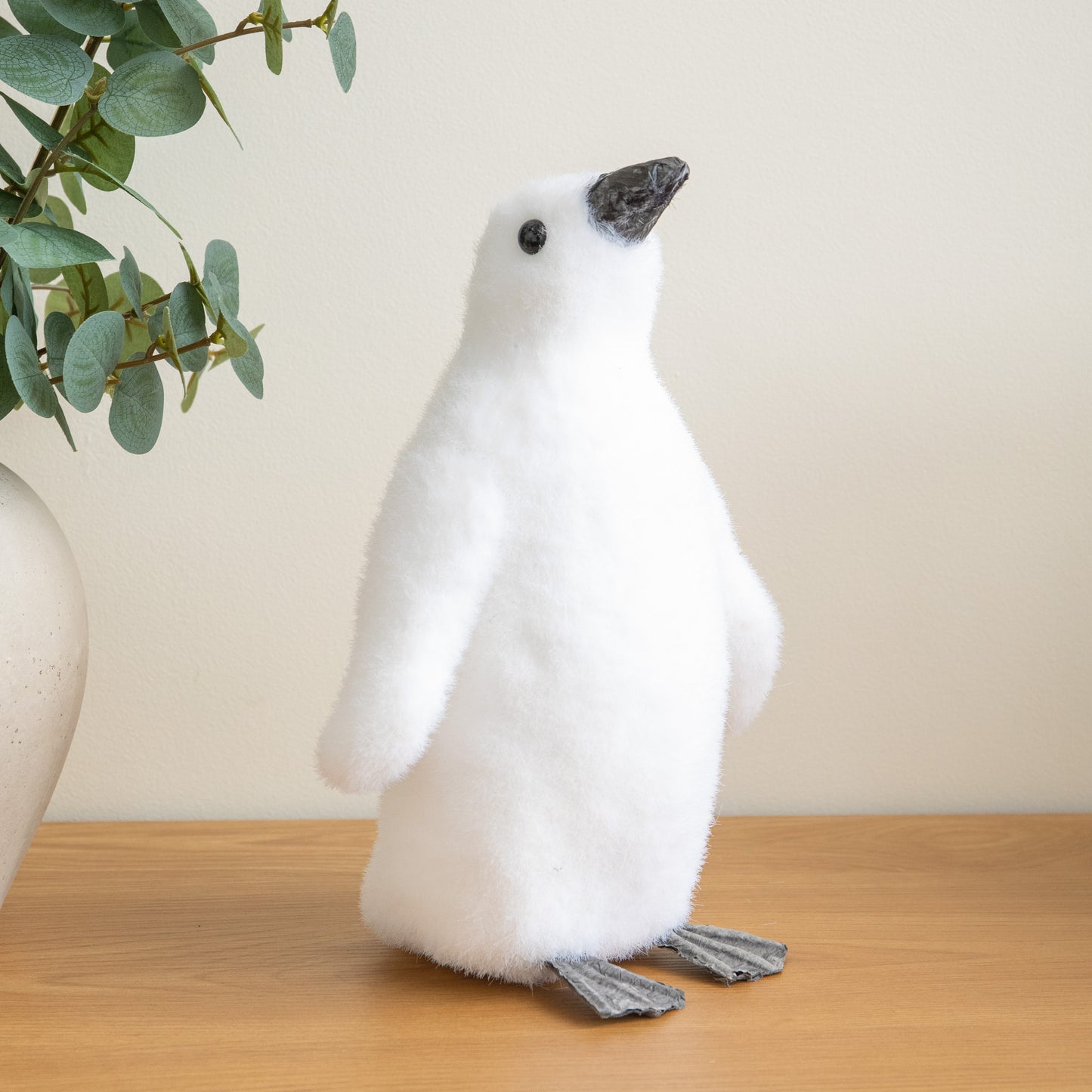 26cm Freestanding Flocked Christmas Penguin Decoration