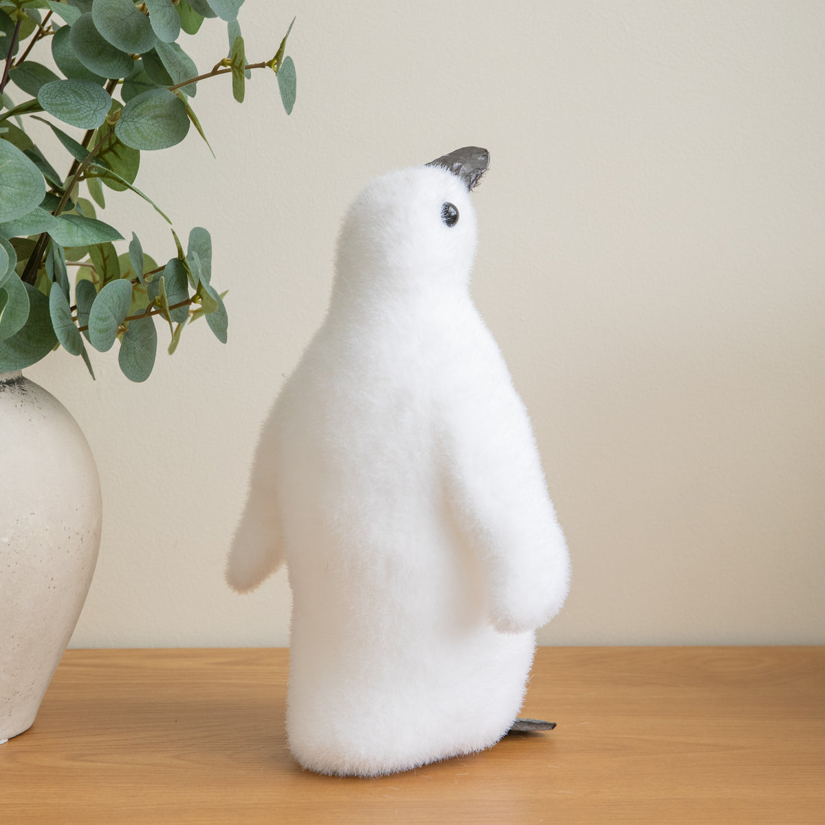 26cm Freestanding Flocked Christmas Penguin Decoration