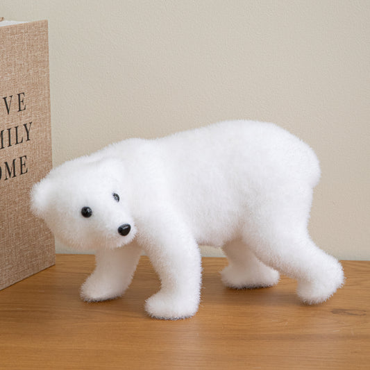 25cm Freestanding Flocked Polar Bear Christmas Decoration