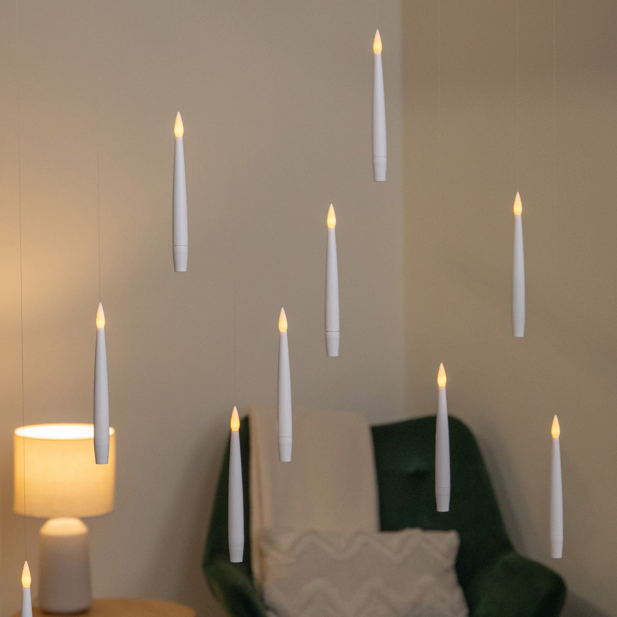 Set of 10 Floating LED Christmas Candles with Remote Control