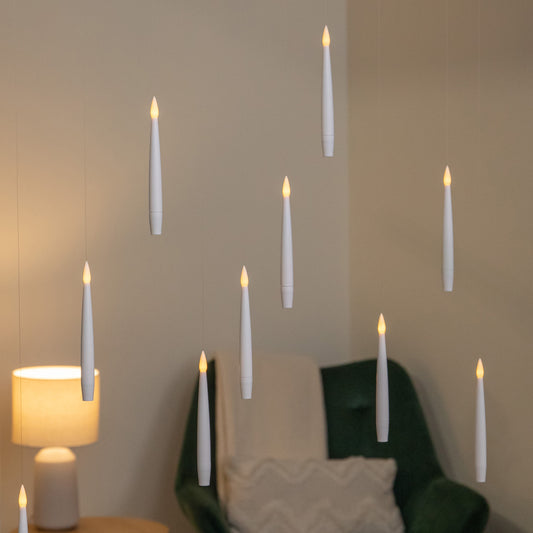 Set of 10 Floating LED Christmas Candles with Remote Control