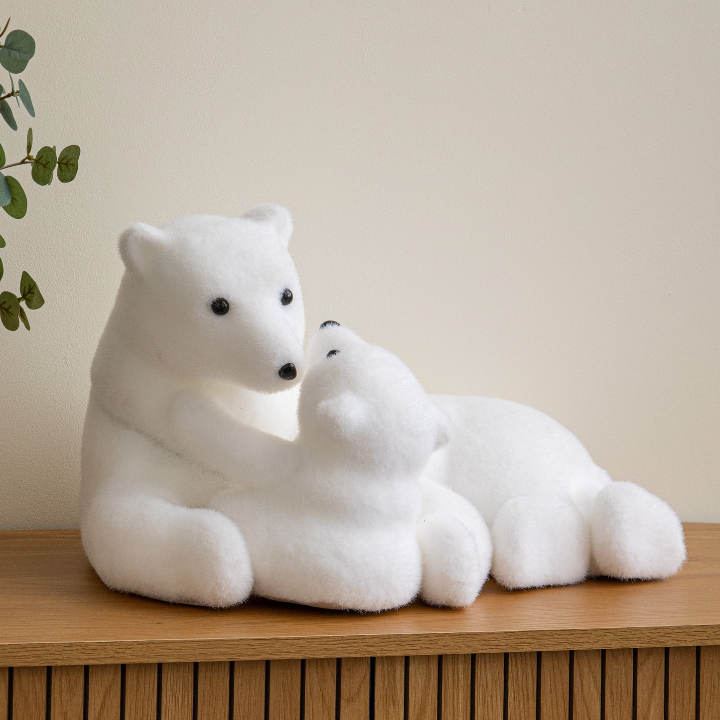 49cm Flocked Polar Bear & Cub Christmas Decoration