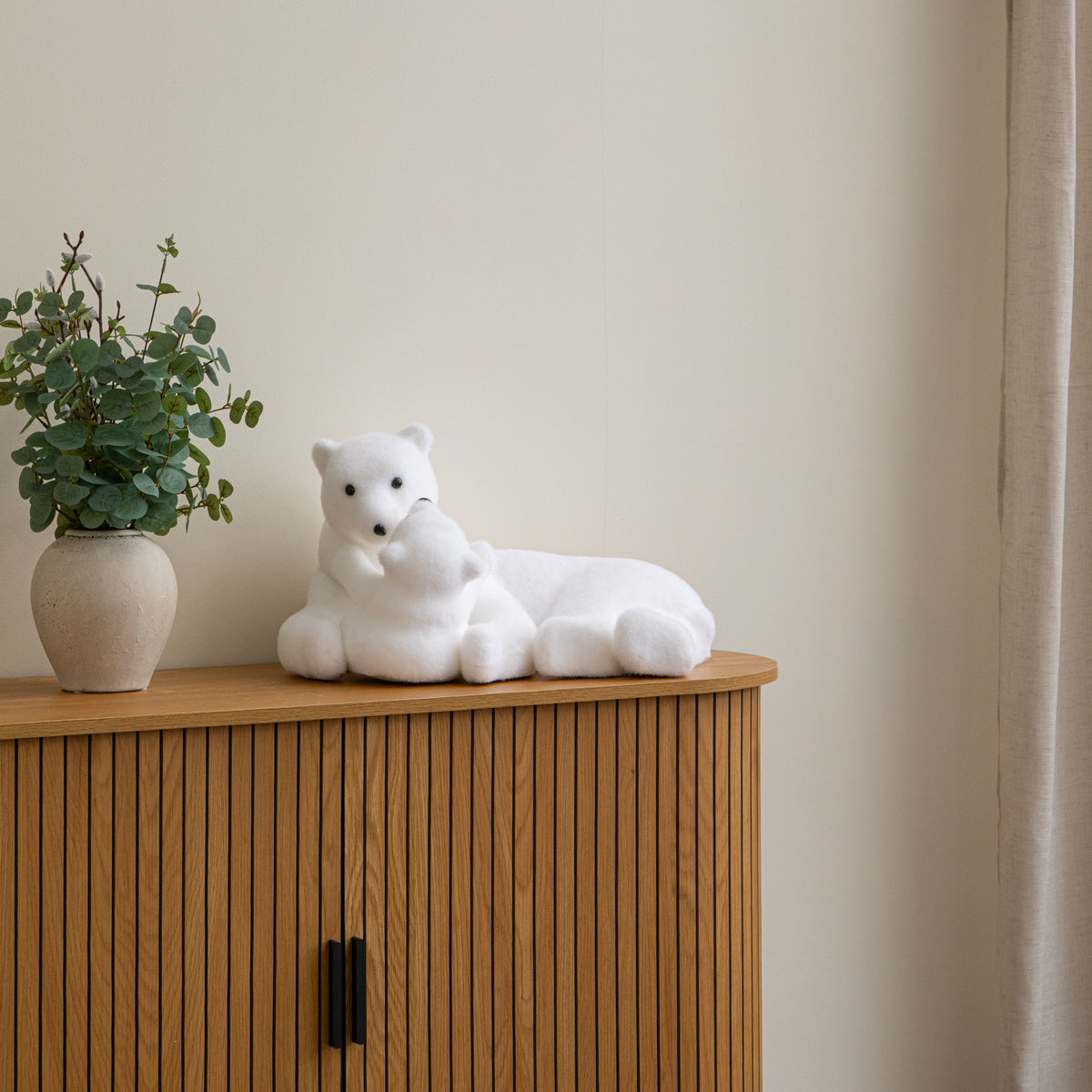 49cm Flocked Polar Bear & Cub Christmas Decoration