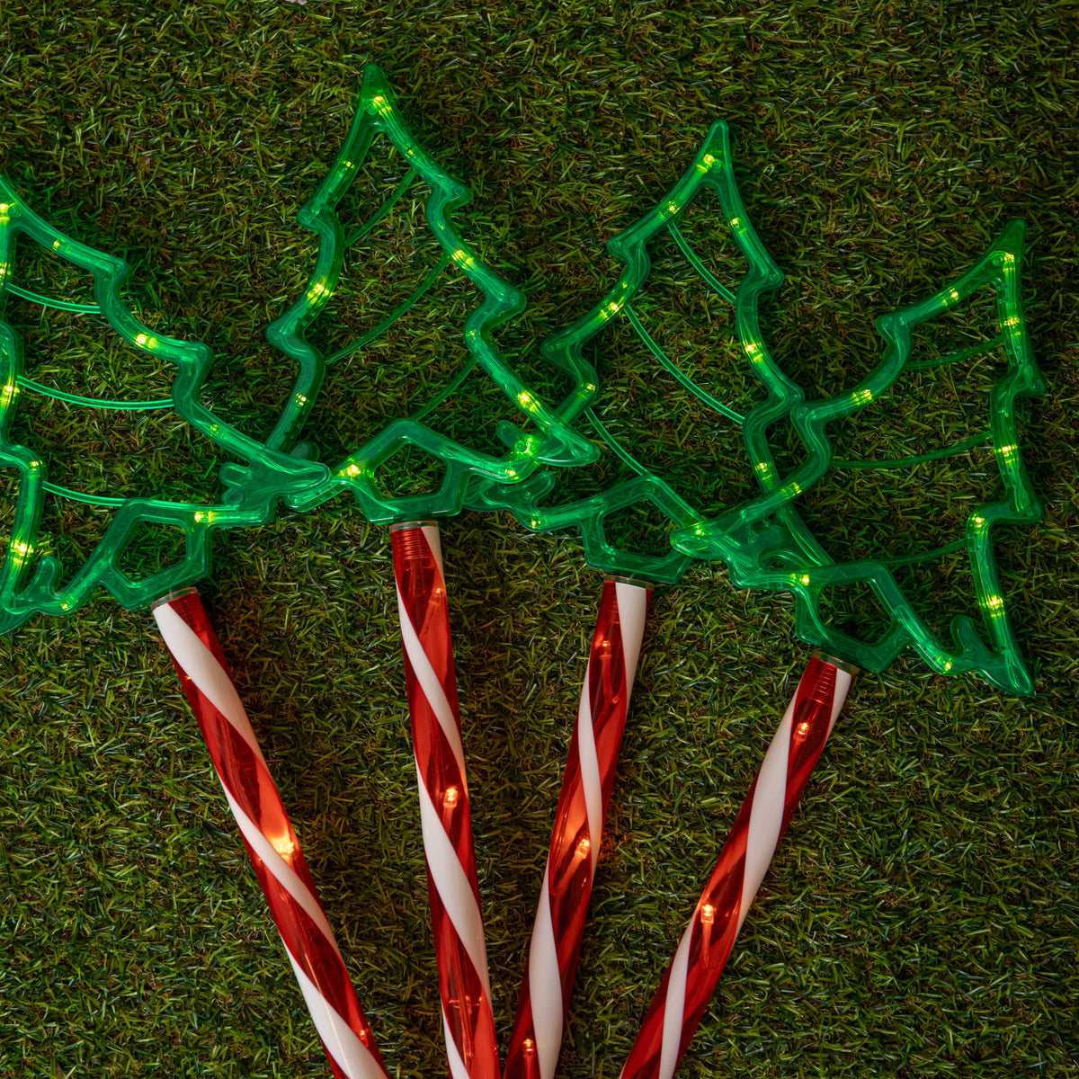Set of 4 Christmas Tree Path Lights with Warm White LEDs