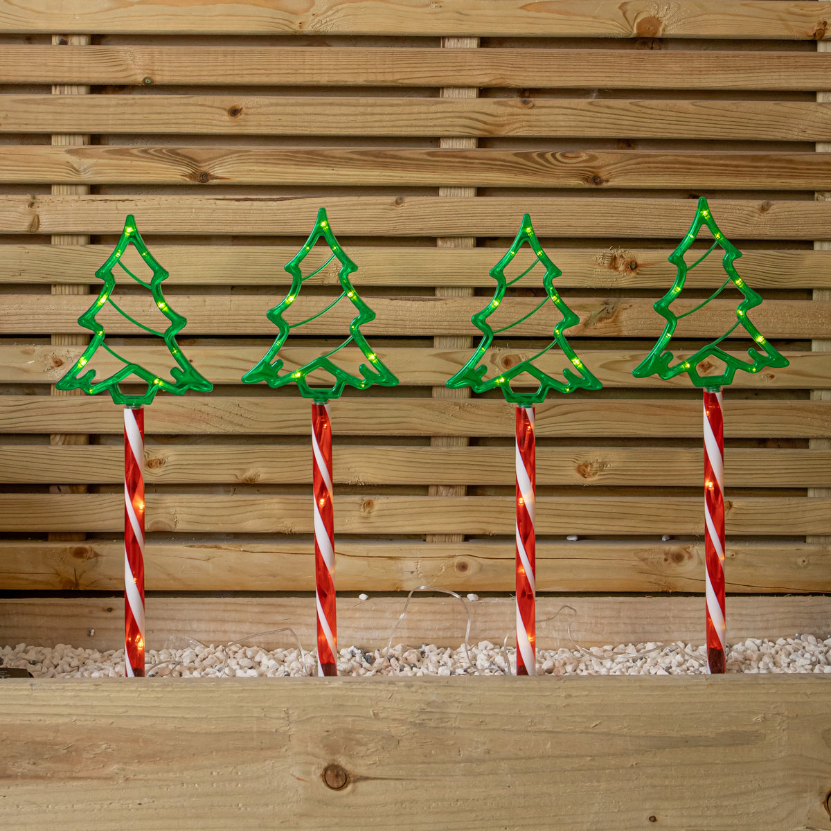 Set of 4 Christmas Tree Path Lights with Warm White LEDs