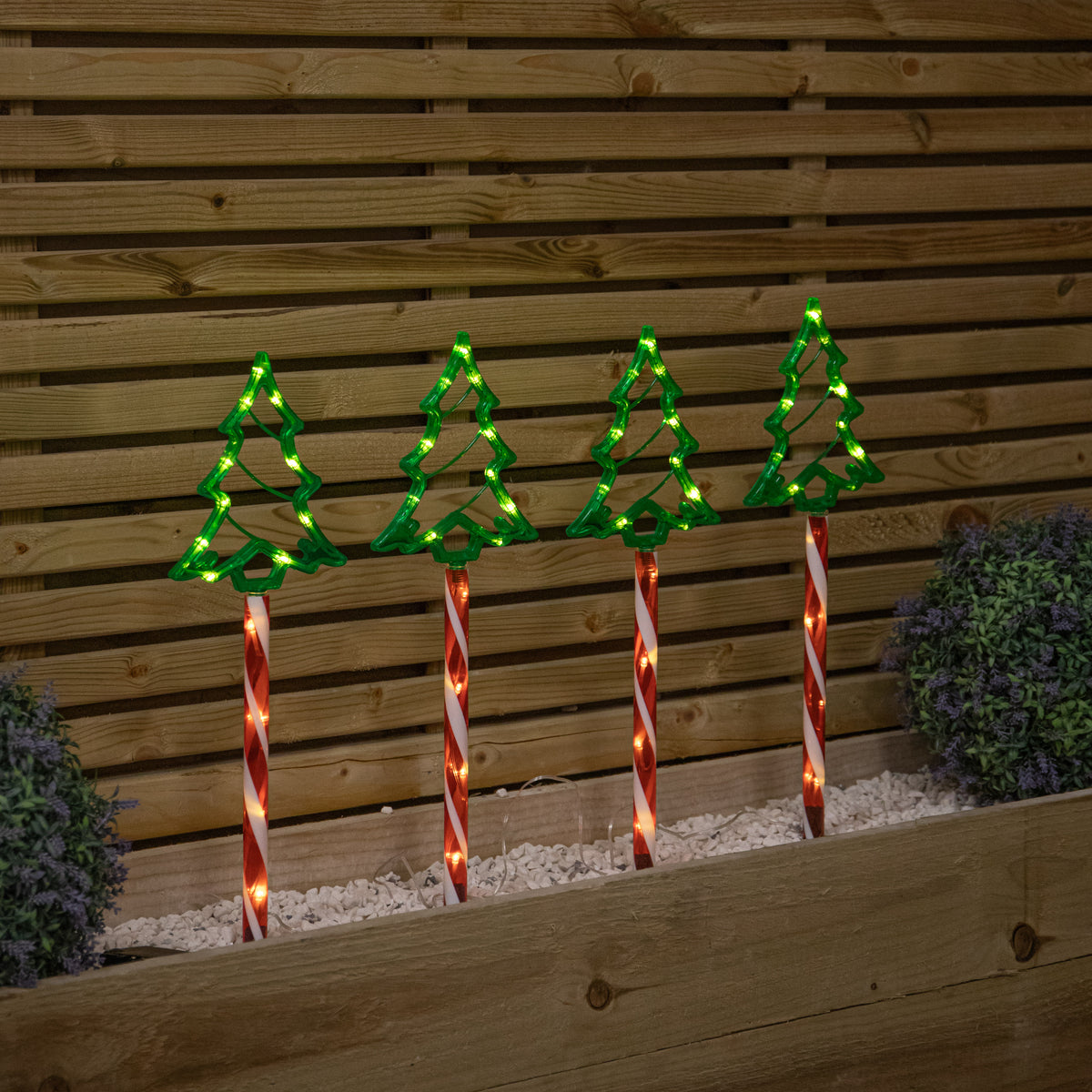 Set of 4 Christmas Tree Path Lights with Warm White LEDs