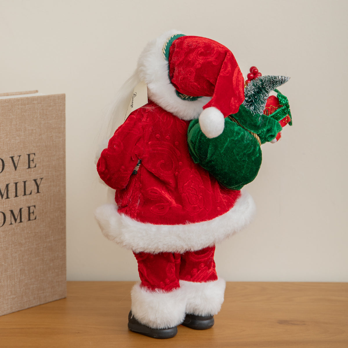 30cm Standing Santa Claus Christmas Decoration with Gift Sack