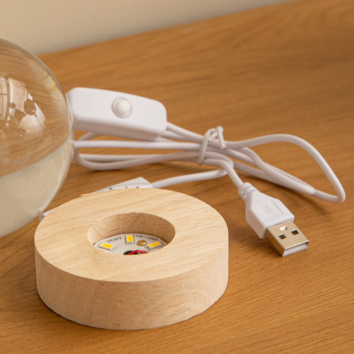 10cm USB Powered Etched Santa & Snowman Christmas Light up Globe