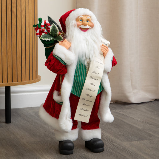 60cm Standing Santa Claus Christmas Decoration with Gift Sack